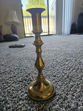 Polished Gold Brass Taper Candle Holder - Classic Home Accent